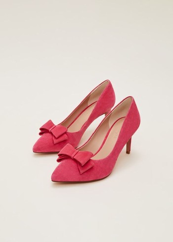 Phase Eight Suede Bow Front Courts Heels Pink Canada | ZKUMAQ-456